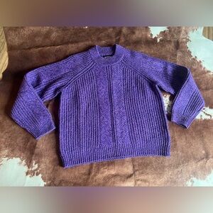 NAADAM Women's Vibrant Purple Crew Neck Sweater XS cozy chic office winter
